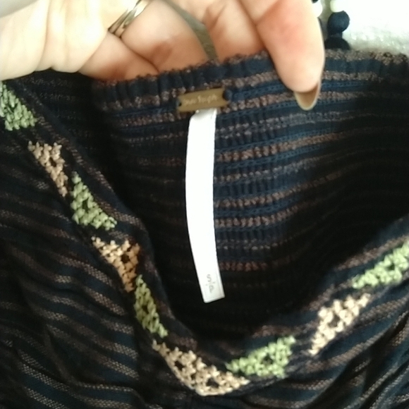 Free People Sweet Safari Halter Top Neon Peplum Sweetheart Striped OB812076 sz S - Picture 7 of 8